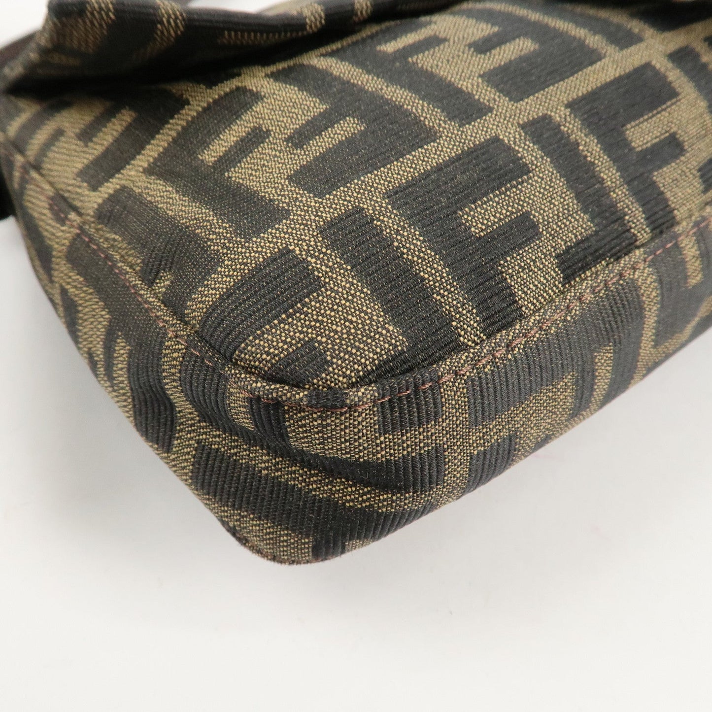 FENDI Mamma Bagguette Zucca Canvas Leather Shoulder Bag 26424
