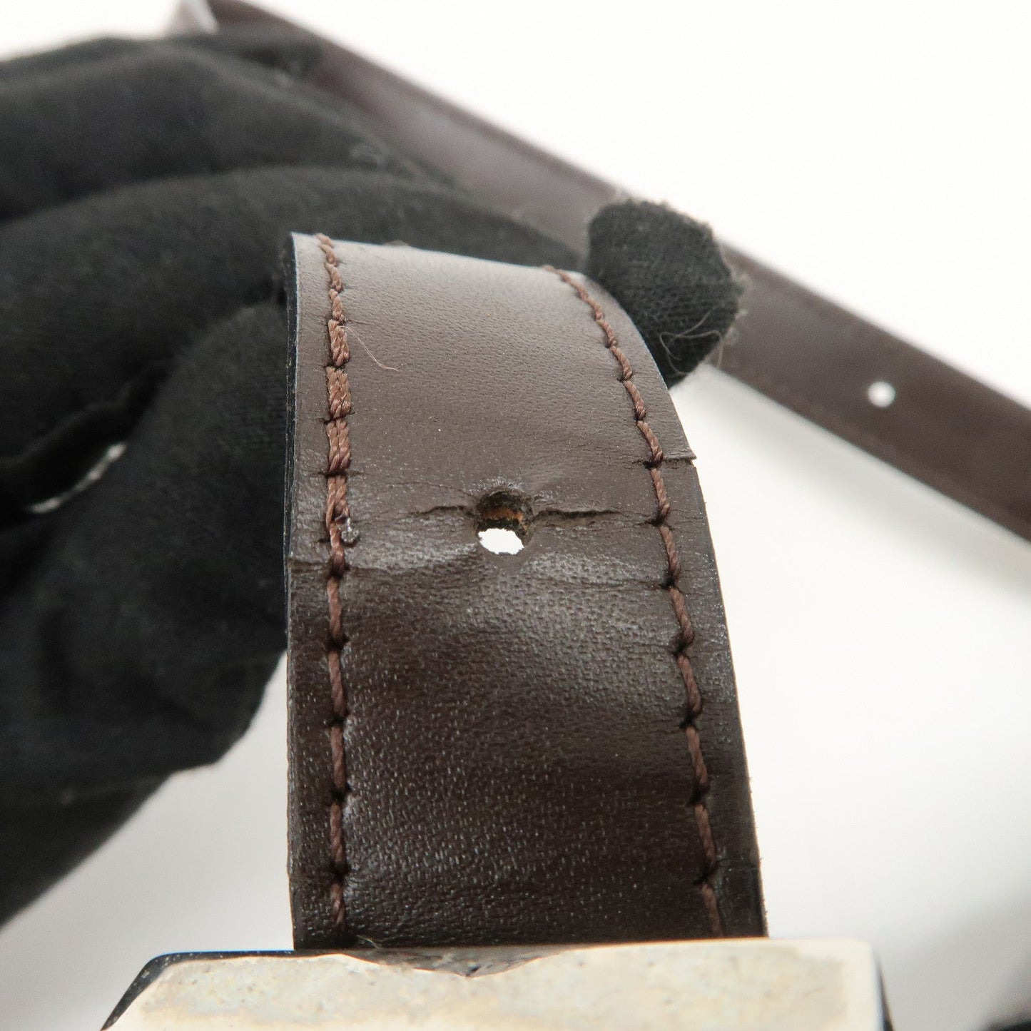 FENDI Zucca Canvas Leather Hand Bag Brown Black