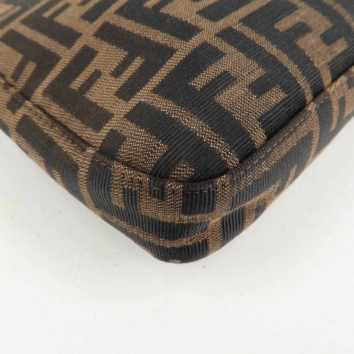 FENDI Zucca Canvas Leather Shoulder Bag Brown 26569