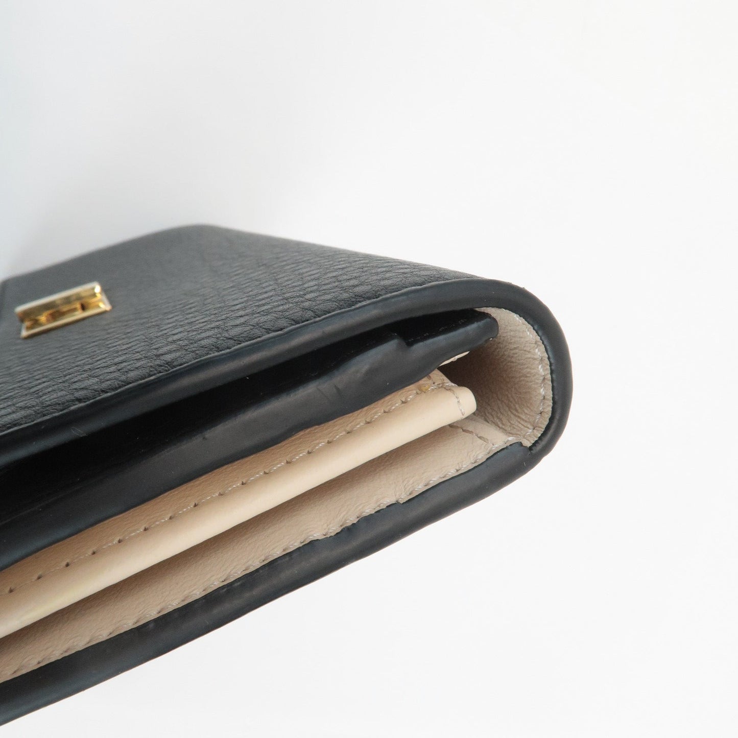 FENDI Leather Peekaboo Bi-fold Long Wallet Black 8M0427