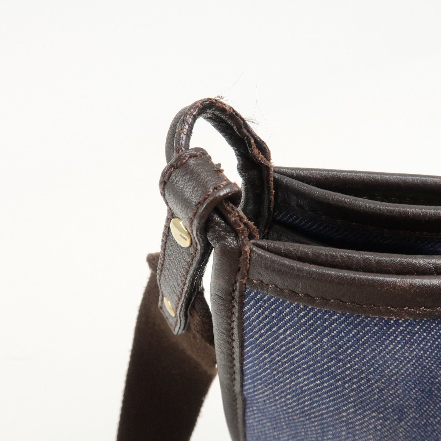 FENDI Zucca Denim Leather Shoulder Bag Cross Body Bag 8BT034