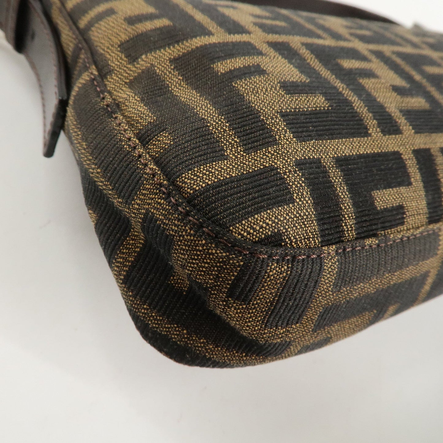 FENDI Mamma Baguette Zucca Canvas Leathr Shoulder Bag 214526424099