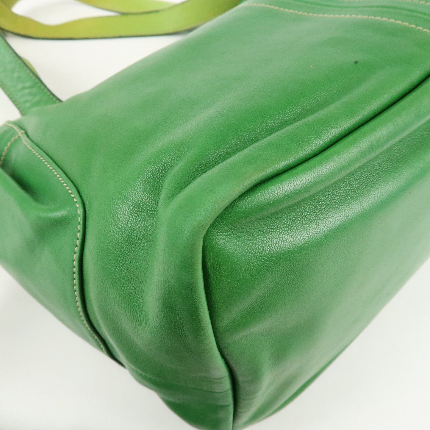 PRADA Logo Leather Tassel Shoulder Bag Hand Bag Green