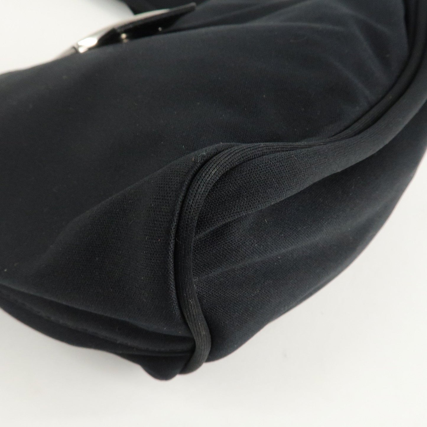 FENDI Cotton Leather Shoulder Bag Black 26686
