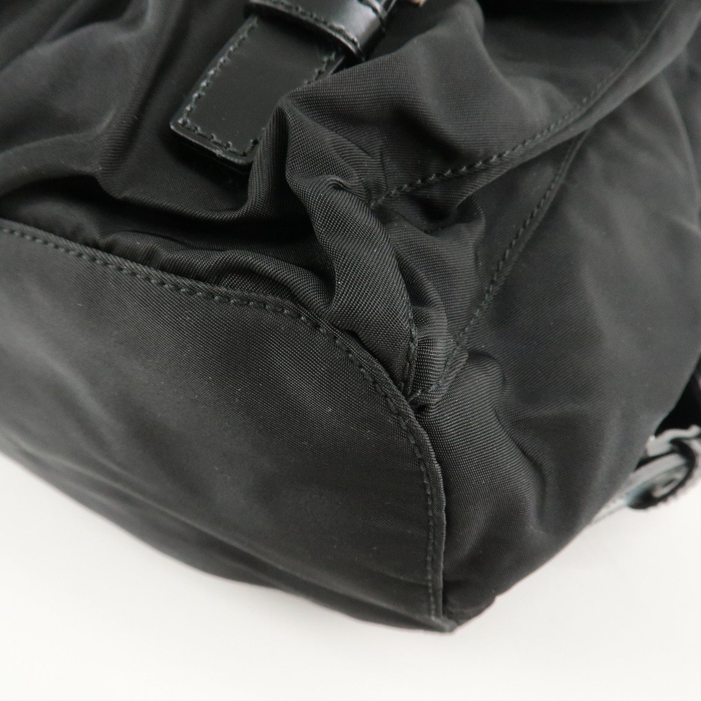PRADA Triangle Logo Nylon Leather Back Pack Black B5885