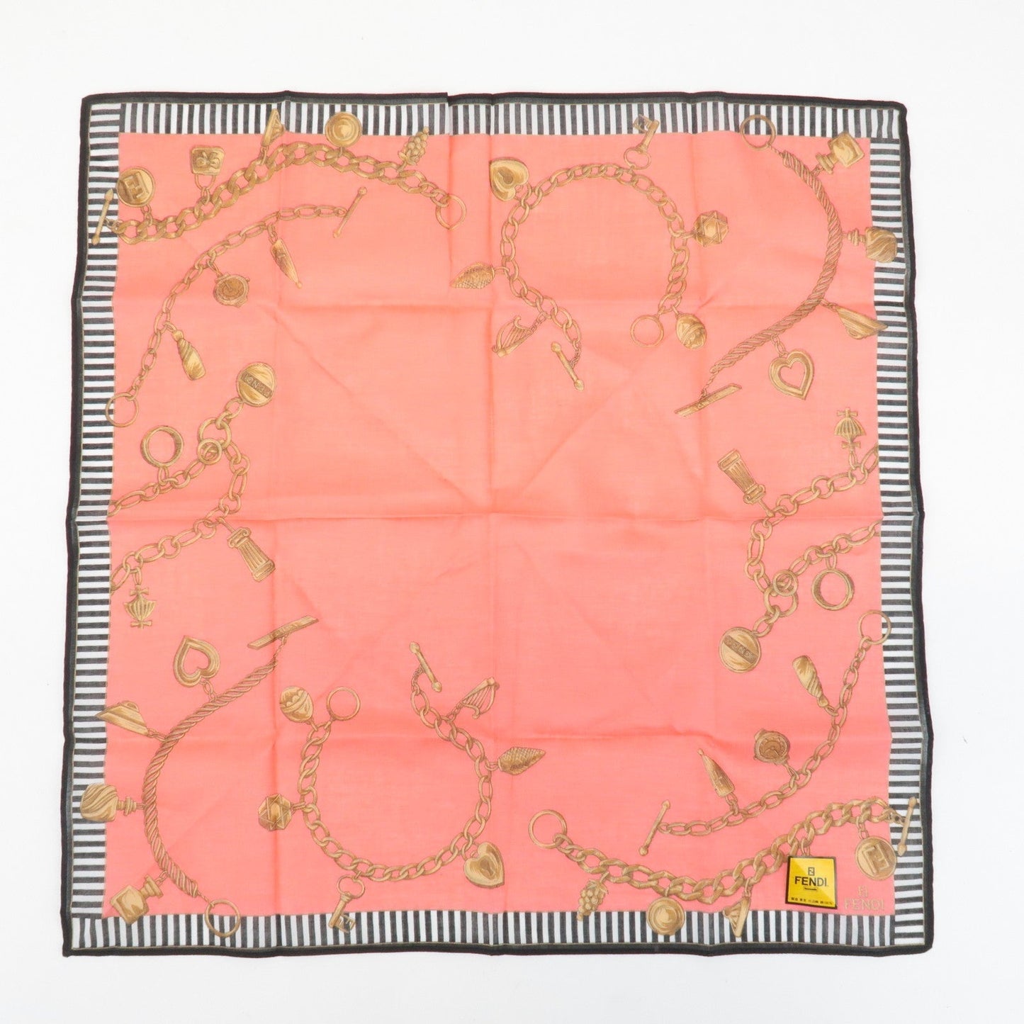 FENDI Set of 5 Cotton 100% Handkerchief Red Pink Brown Beige White