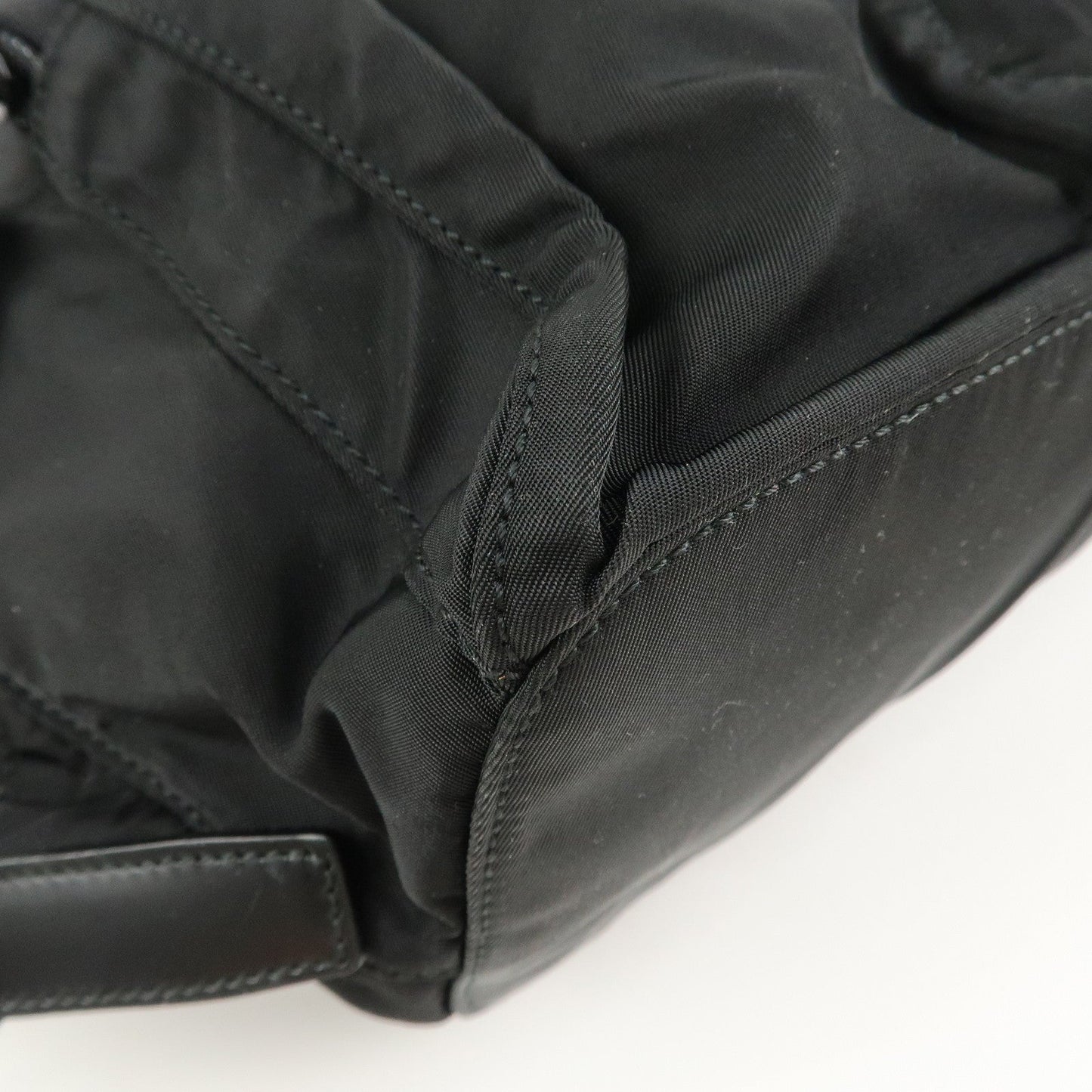 PRADA Triangle Logo Nylon Leather Back Pack Black B5885