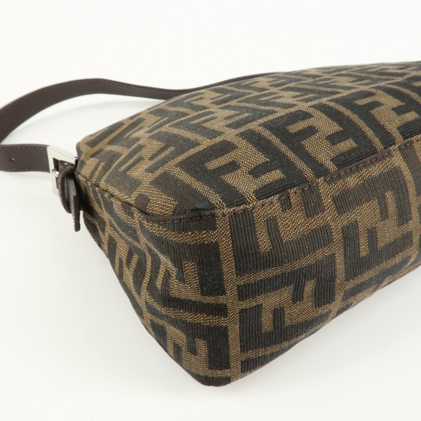 FENDI Zucca Canvas Leather Shoulder Bag Brown Black 26725