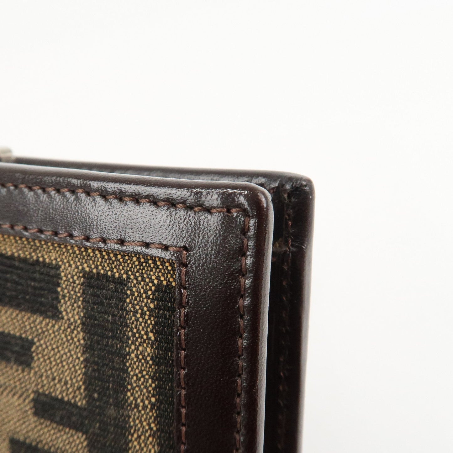 FENDI Zucca Canvas Leather Bifold Wallet Brown Black 1692