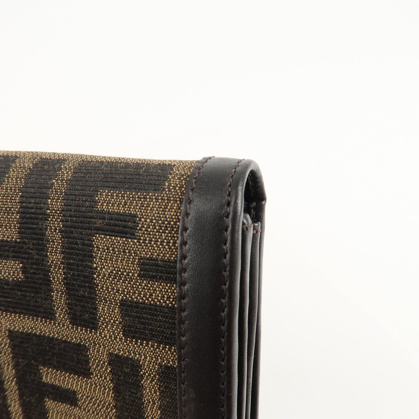 FENDI Zucca Canvas Leather Long Wallet Brown 8M0000