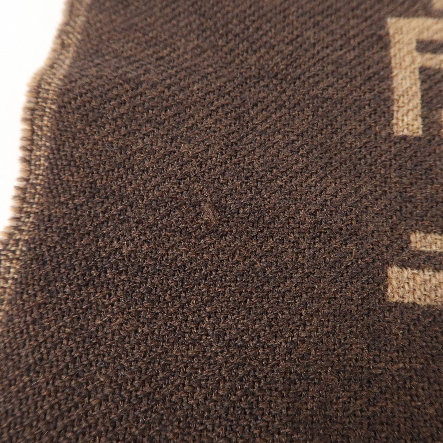 FENDI Zucchino Wool 100% Scarf Brown Black