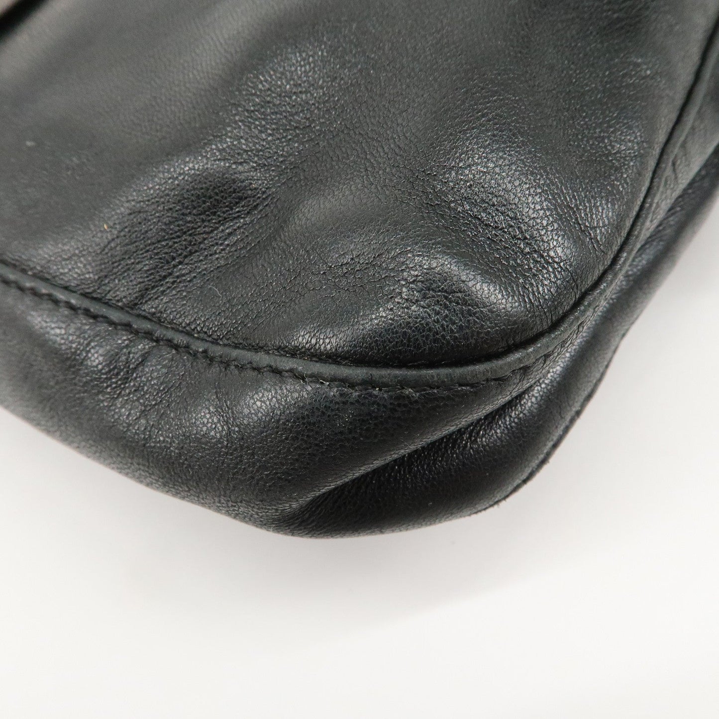 FENDI  Mamma Baguette Leather Shoulder Bag Hand Bag Black 26424