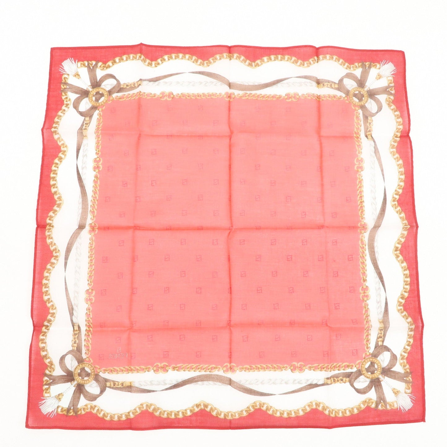 FENDI Set of 5 Cotton 100% Handkerchief White Navy Red Black