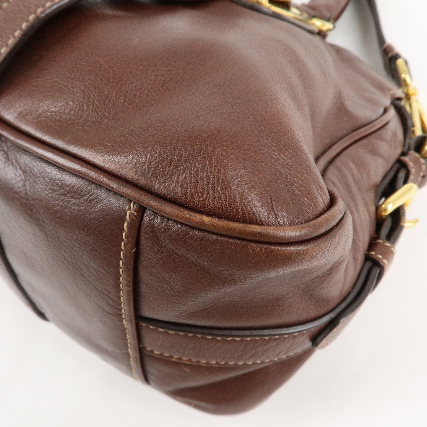 PRADA Leather 2Way Bag Shoulder Bag Hand Bag Brown BN1904