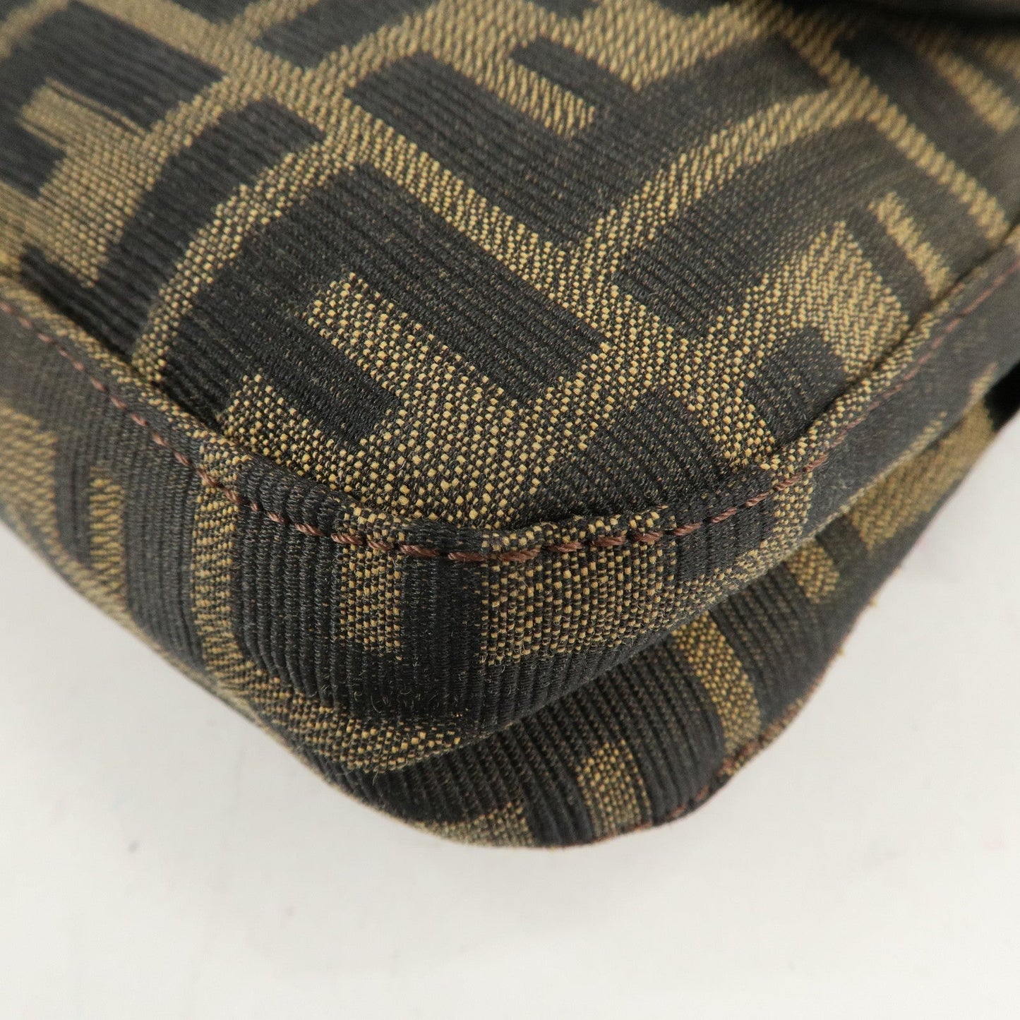 FENDI Zucca Mamma Buguette Canvas Shoulder Bag Brown Black 26424