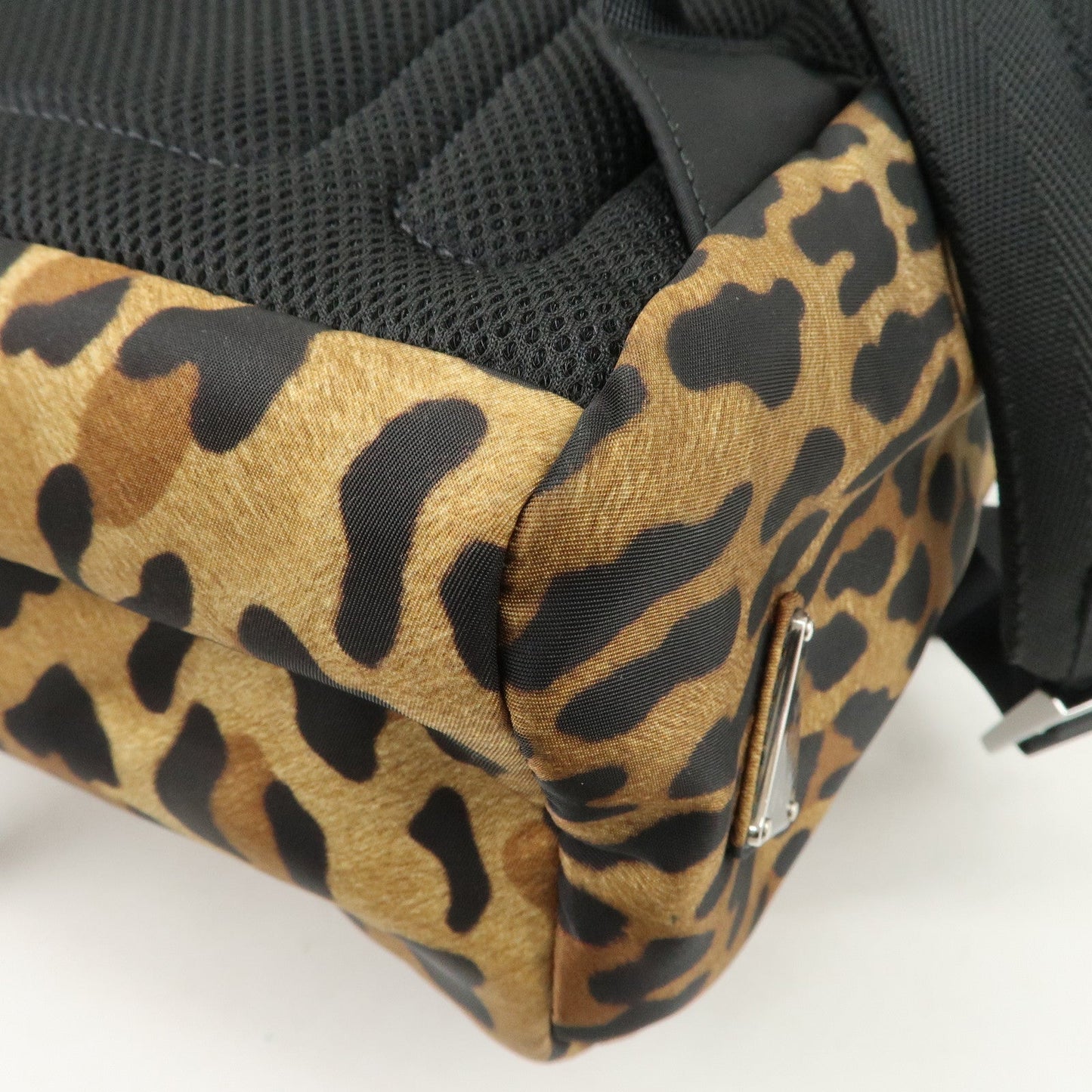 PRADA Nylon Leopard Print Back Pack Brown Black 2VZ062
