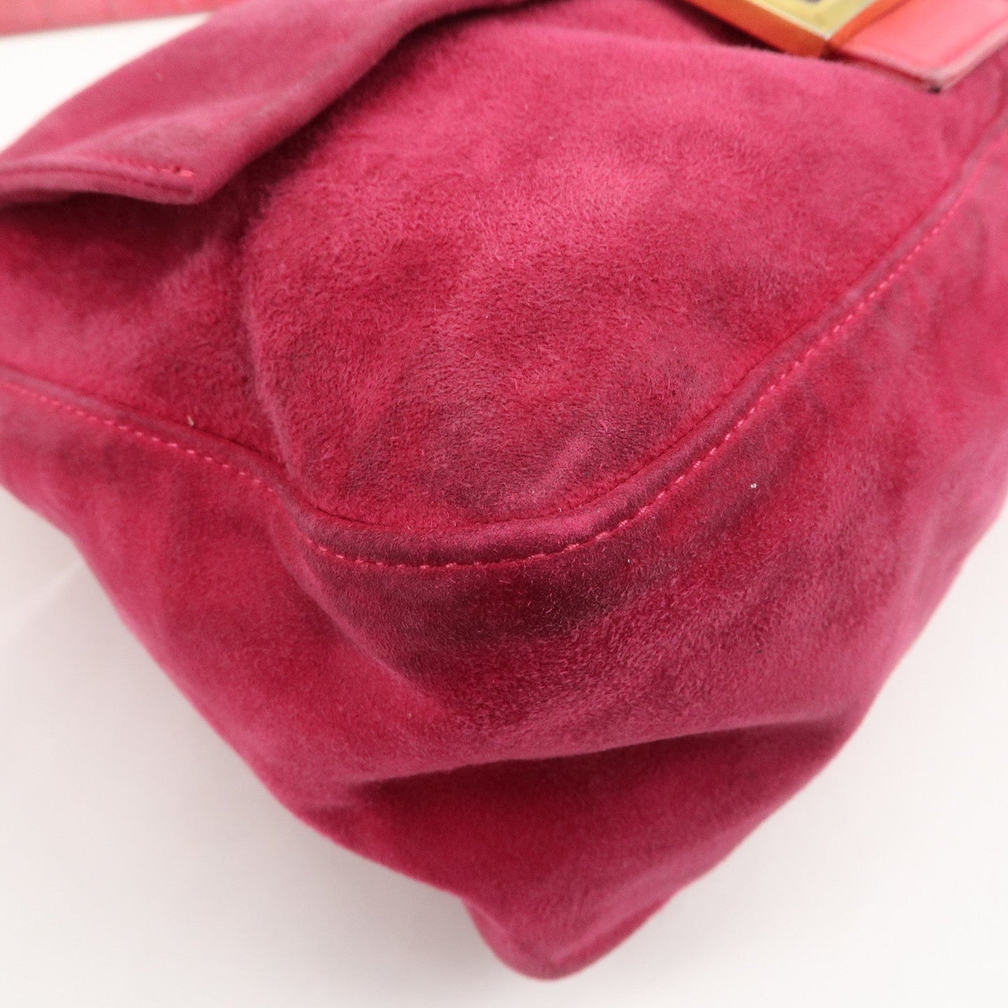 FENDI Mamma Baguette Suede Leather Shoulder Bag 26325