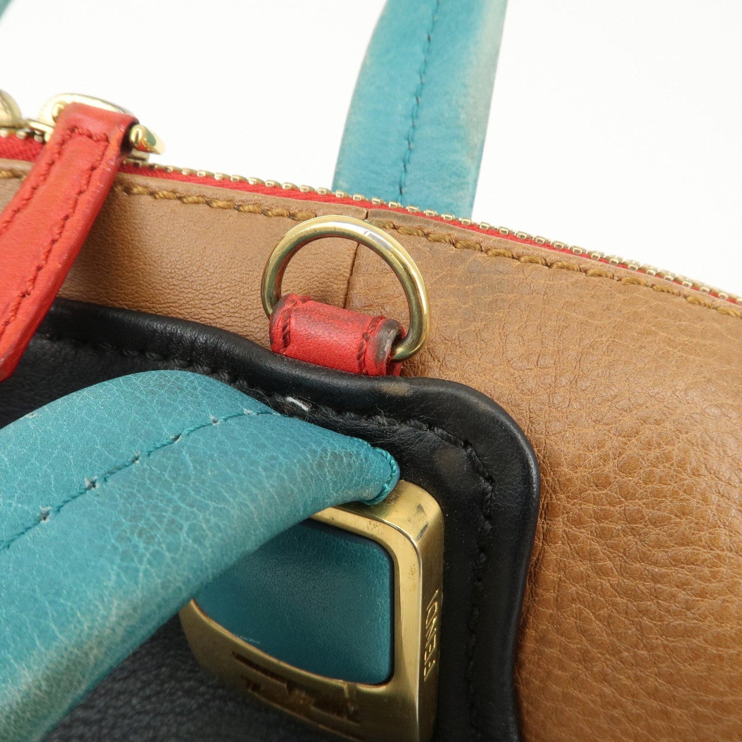FENDI Cameleon Leather 2WAY Bag Black Brown Blue Red 8BL110