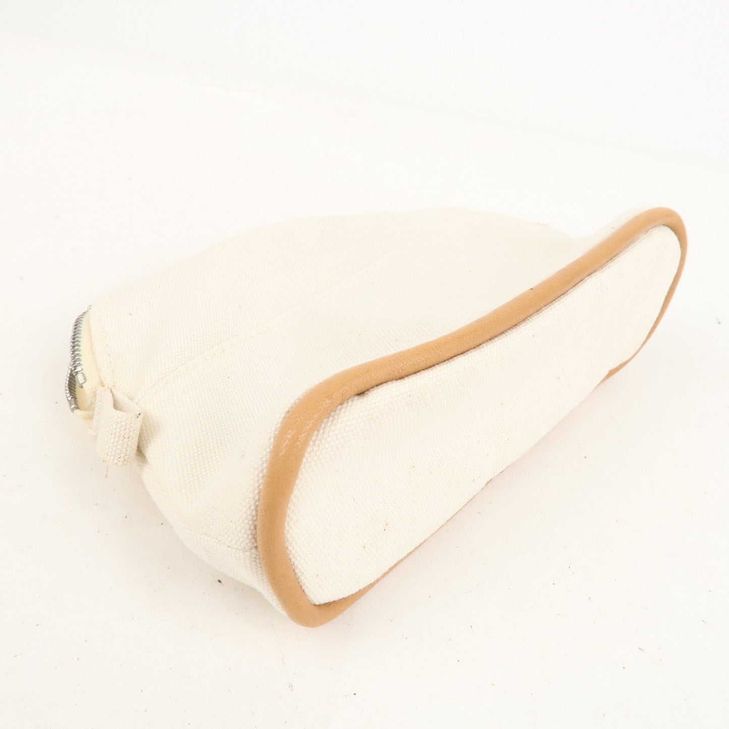 Luxury Hermes Set of 2 Bolide Pouch MM & Mini Canvas Leather Ivory Red