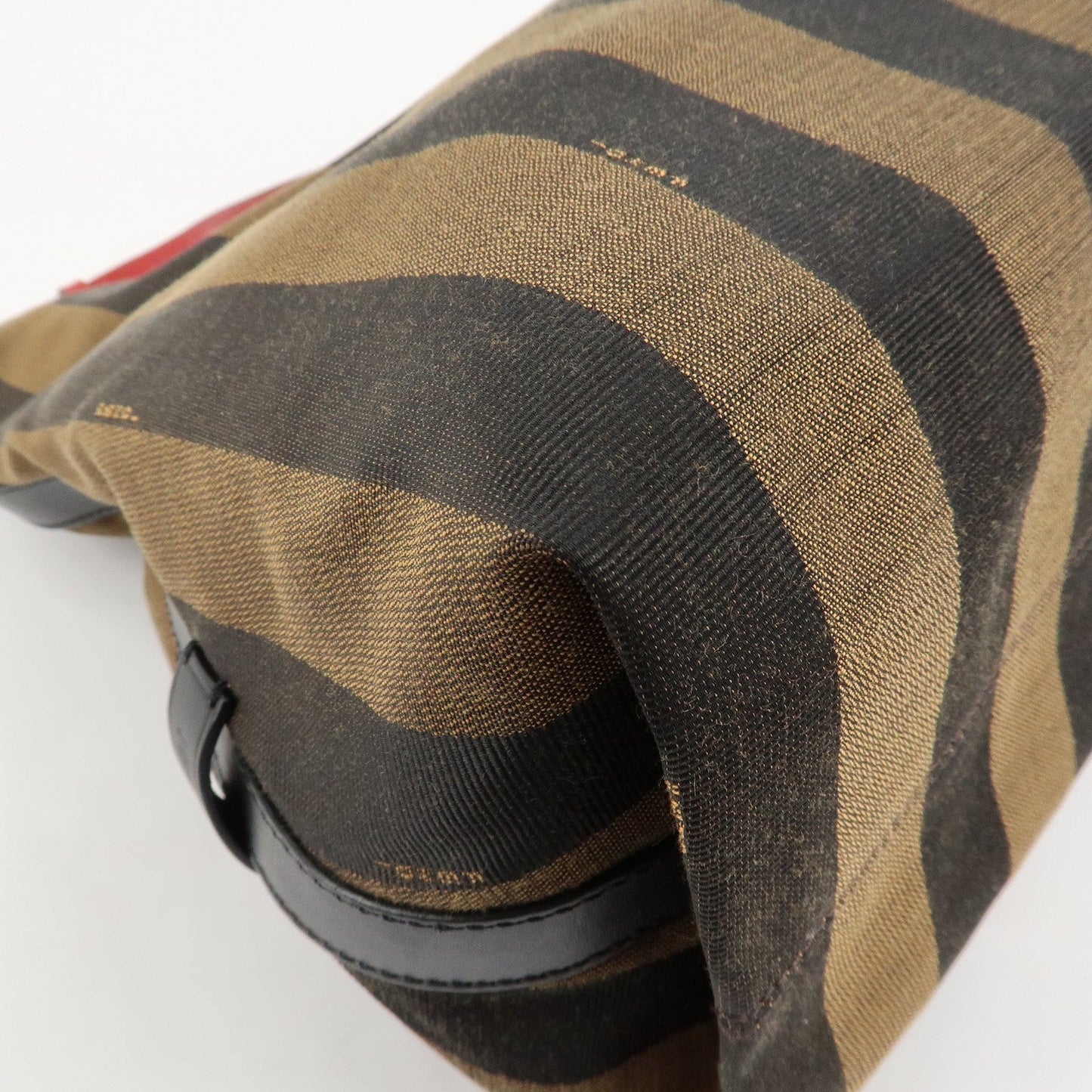 FENDI Pequin Canvas Leather Shoulder Bag Beige Black Brown 8BR653