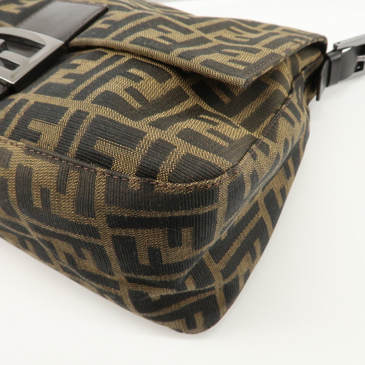 FENDI Mamma Baguette Zucca Canvas Leather Shoulder Bag 8BR001