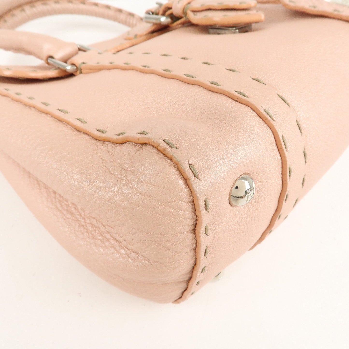 FENDI Selleria Leather Mini Linda Hand Bag Pink 8BR486
