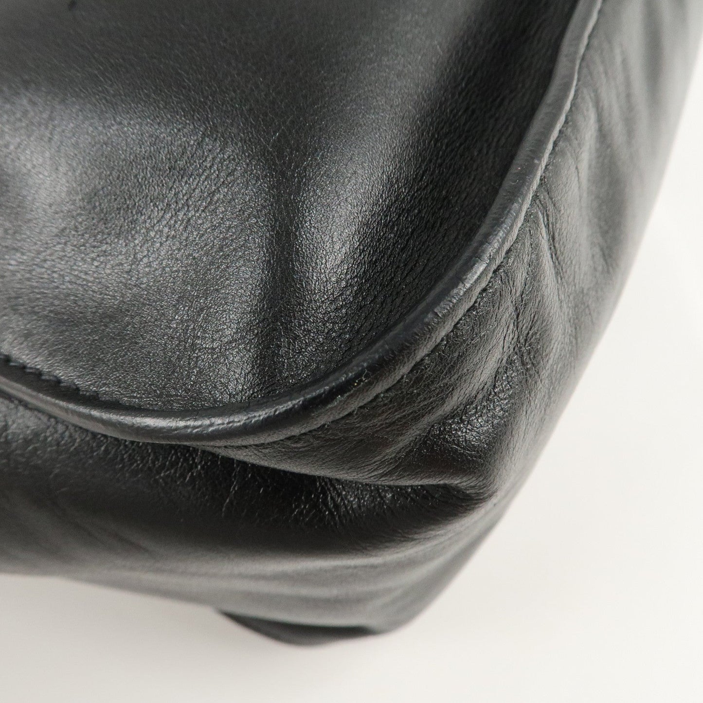 PRADA Leather Tote Bag Shoulder Bag Black BR3616