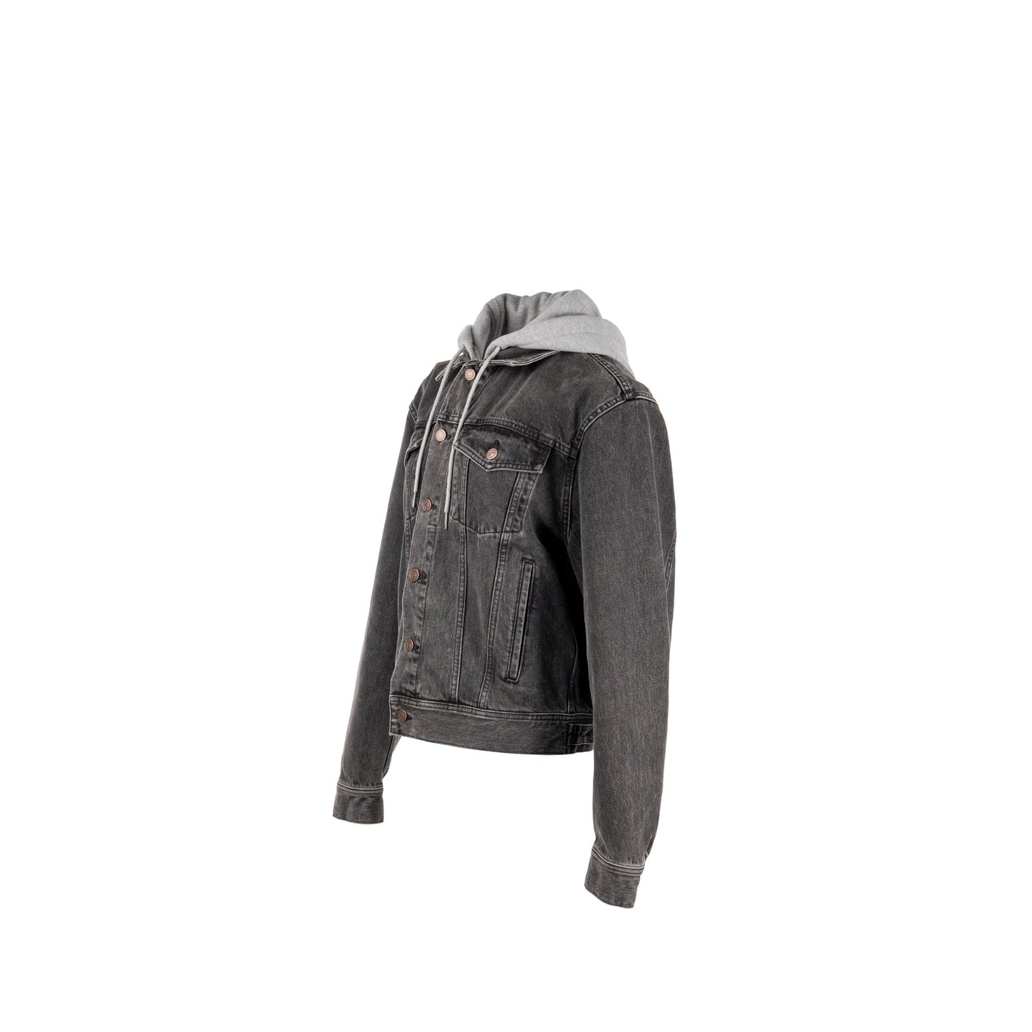 Celine Size S Hooded Trucker Denim Jacket Wash Denim Charcoal