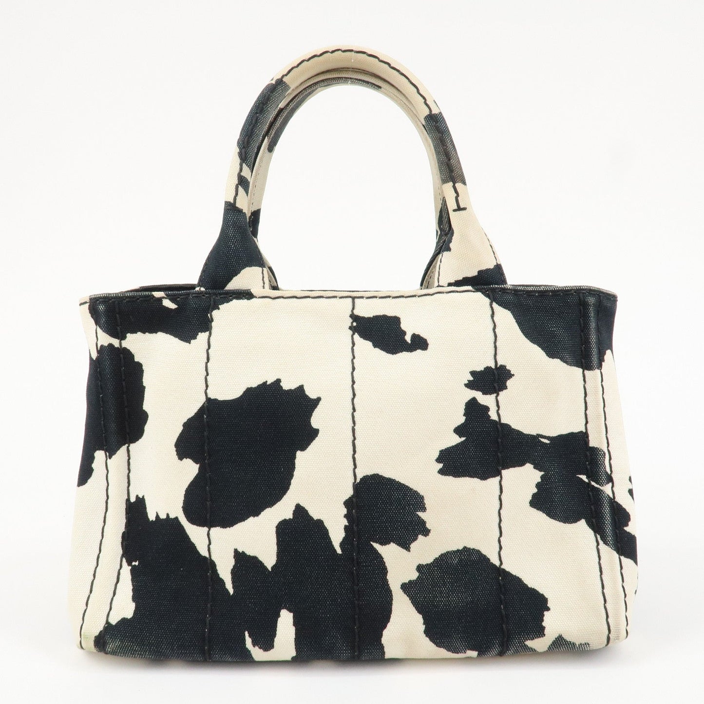 PRADA Logo Canapa Mini Canvas 2Way Bag Hand Bag Black White B2439G
