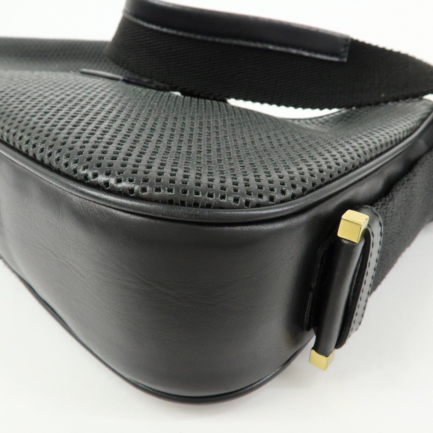 GUCCI Leather Canvas Shoulder Bag Hand Bag Black 02736