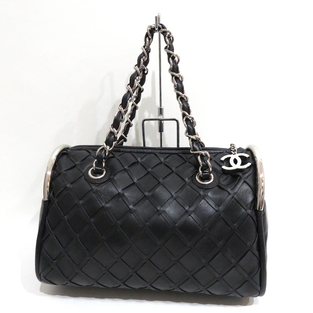 Chanel Intre Leather Chain Shoulder Bag A Rank Black