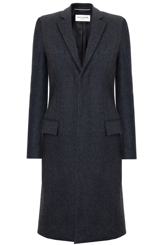 SAINT LAURENT Coat Wool Dark Grey