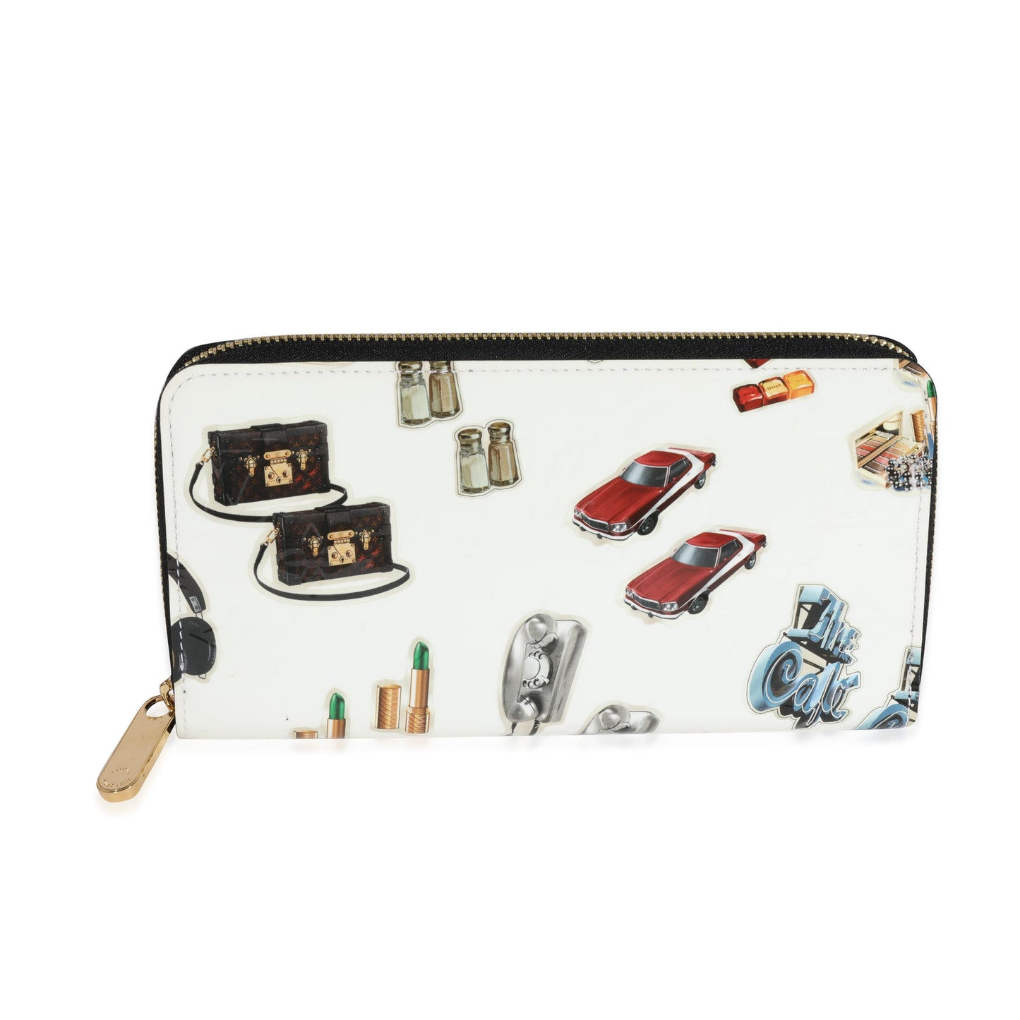 Louis Vuitton  White Monogram Vernis Stickers Animation Wallet