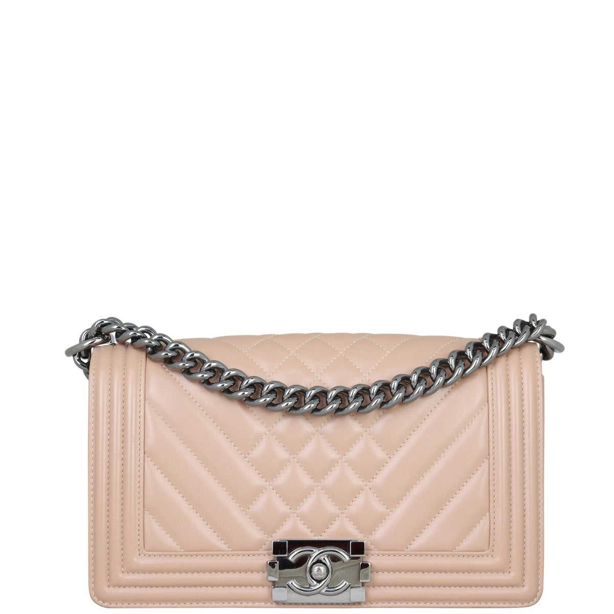 Chanel Boy Old Medium Chevron |  Deep Nude