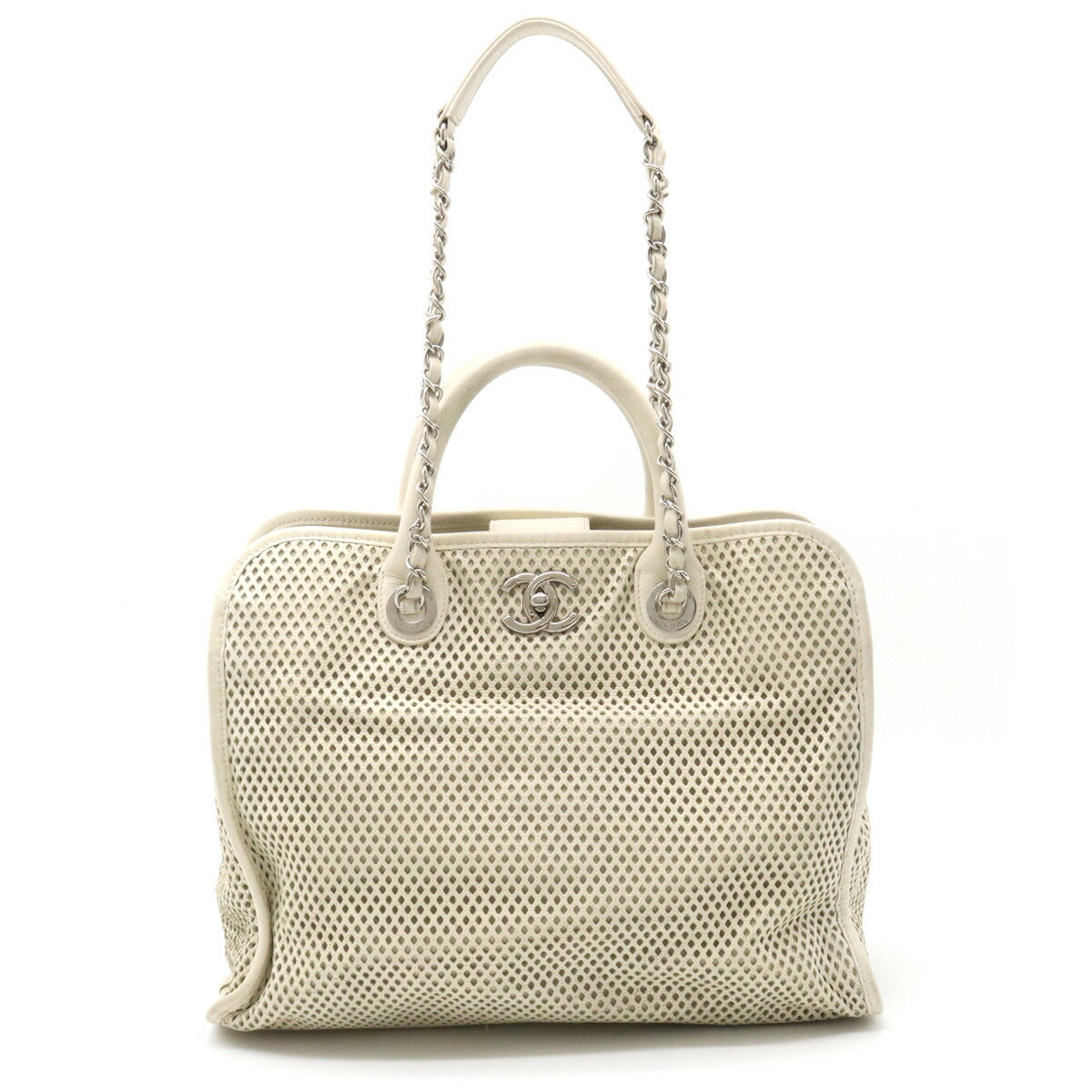 Chanel Leather Coco Mark Punching Mesh 2way Bag Classic Flap