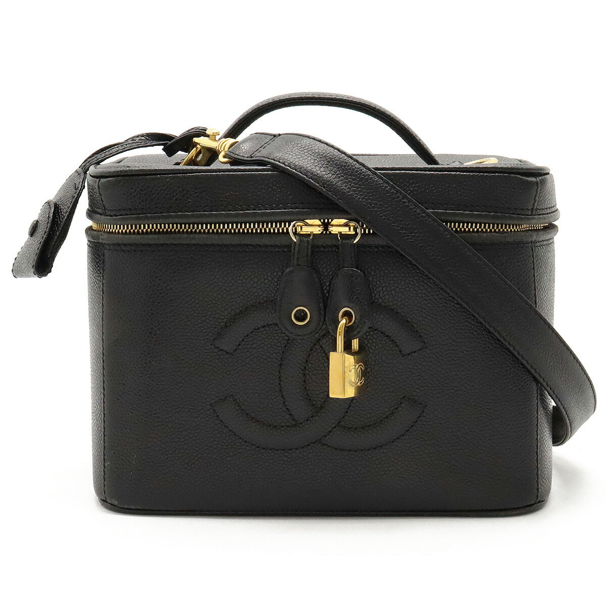 Chanel Caviar Skin Vanity Bag 2way Handbag Classic Flap