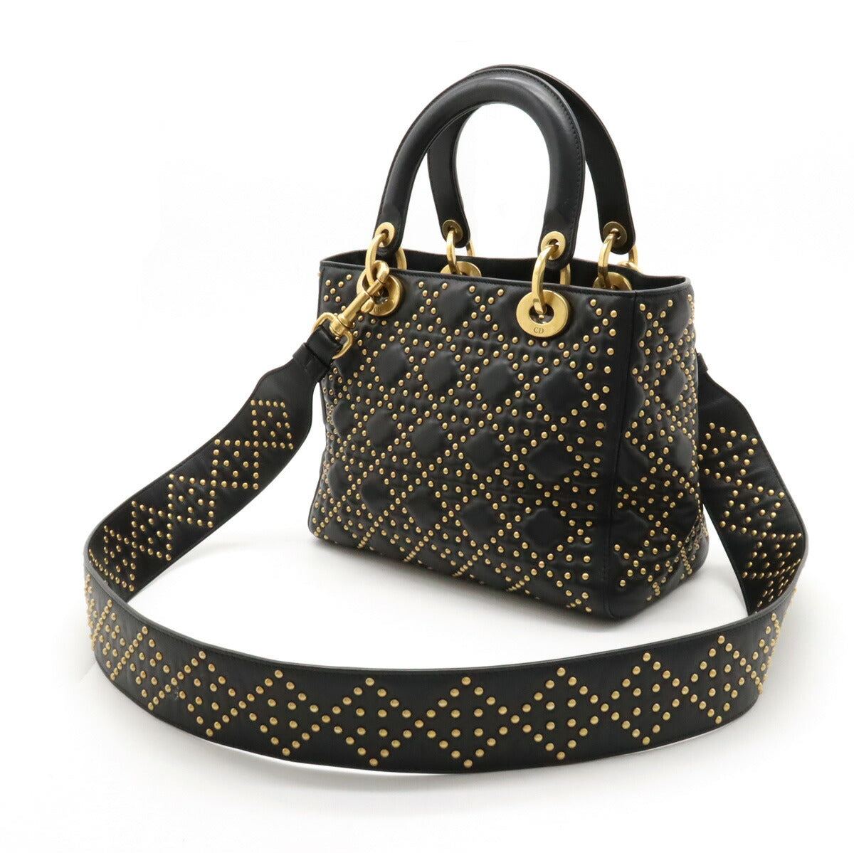 Christian Dior Leather Lady Dior 2way Handbag