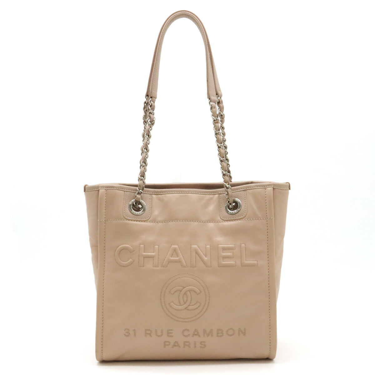 Chanel Calfskin Deauville 2way Bag Pink Beige Classic Flap