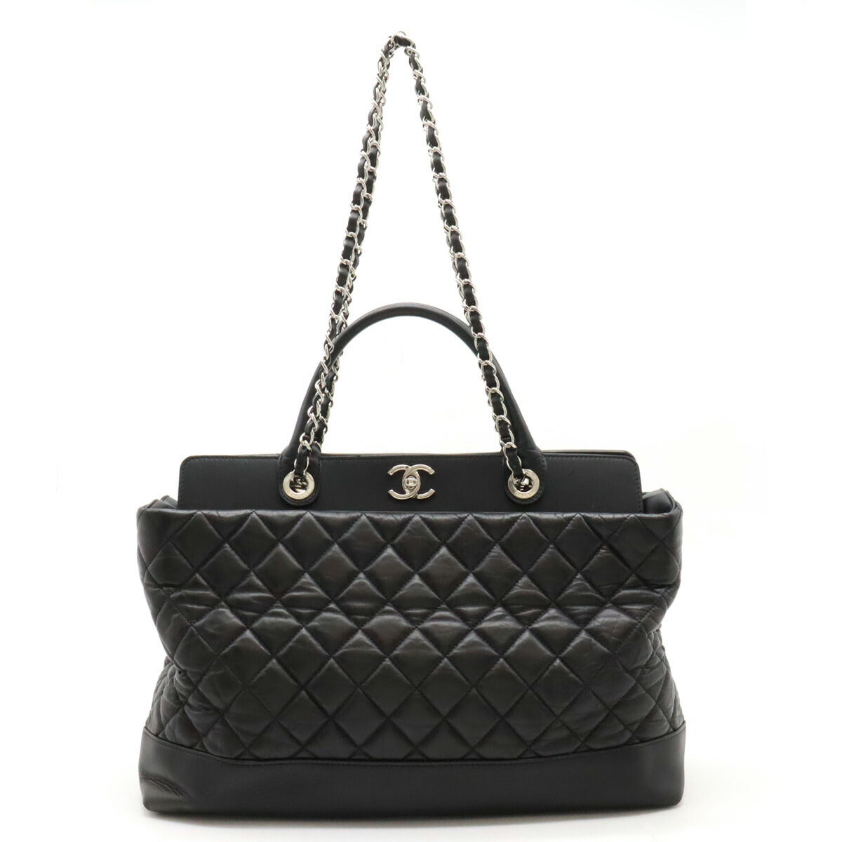 Chanel Leather Matelassé Portobello 2way Bag Black Classic Flap