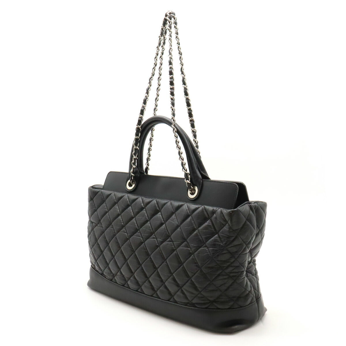 Chanel Leather Matelassé Portobello 2way Bag Black Classic Flap