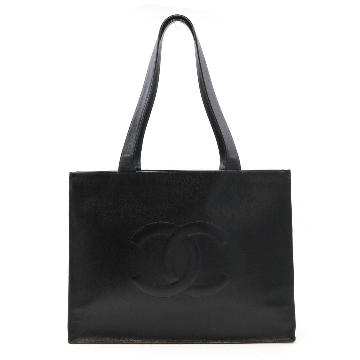 Chanel Caviar Skin Coco Mark 2way Tote Bag Black Classic Flap