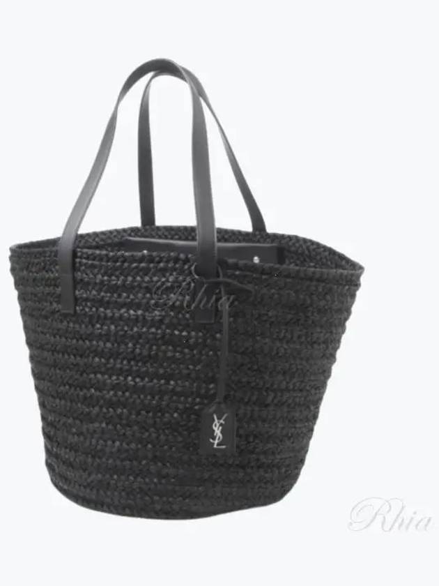 Luxury Saint Laurent Trending 2025 Raffia Pannier Tote Bag Black
