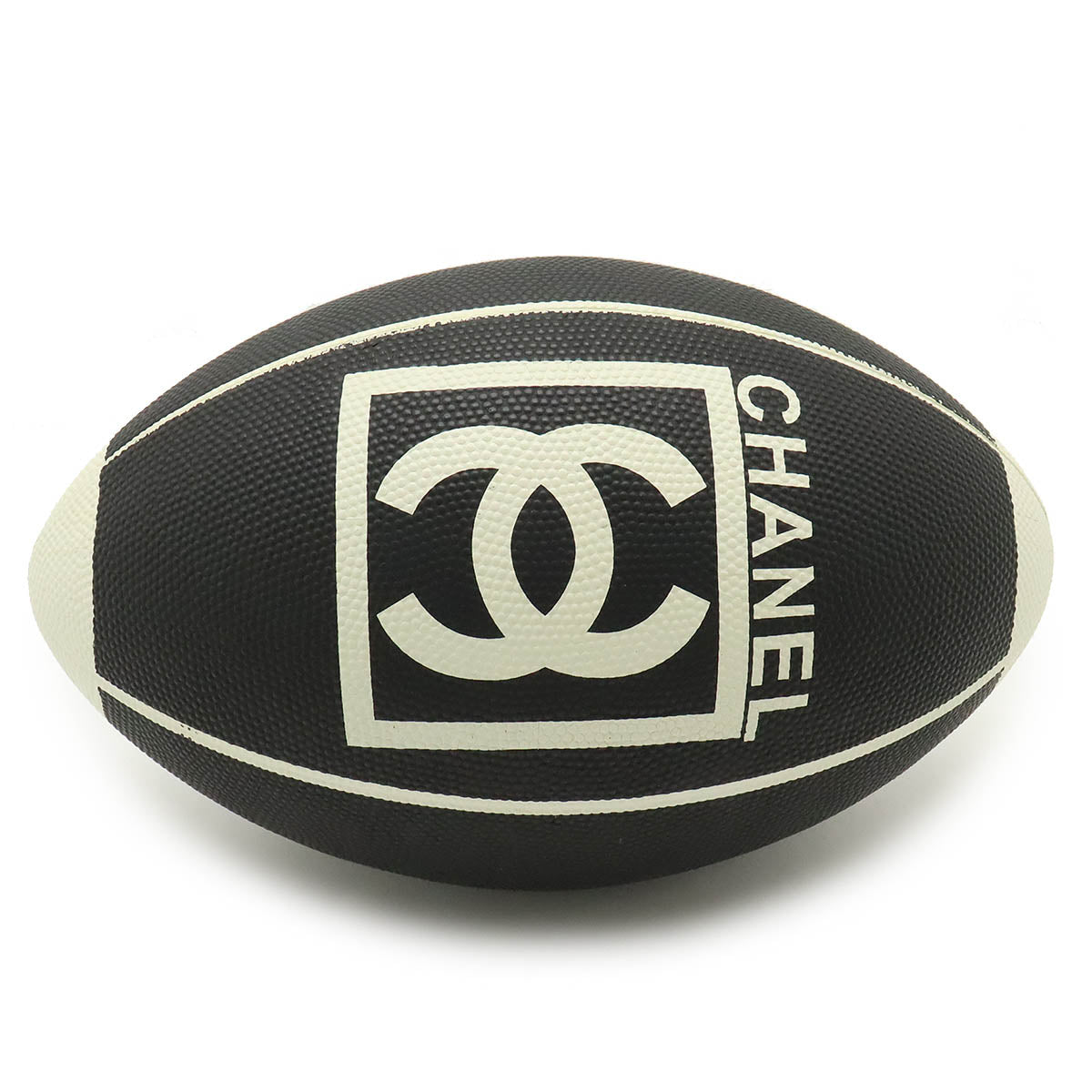 Chanel Rubber Coco Mark Rugby Ball Black White Classic Flap Tote