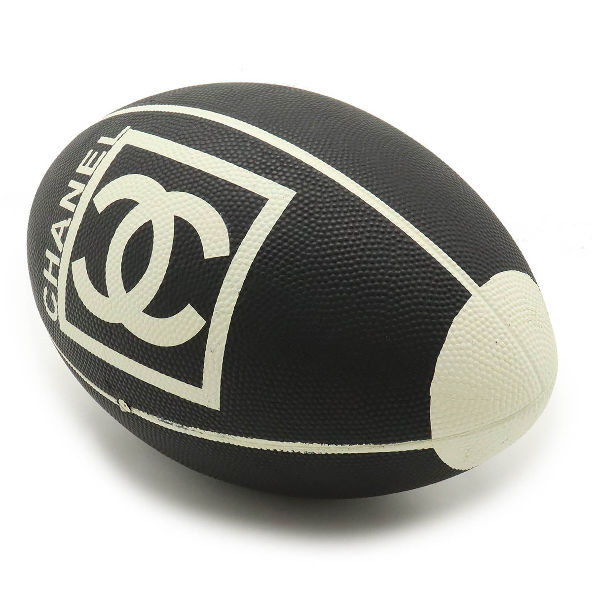 Chanel Rubber Coco Mark Rugby Ball Black White Classic Flap Tote