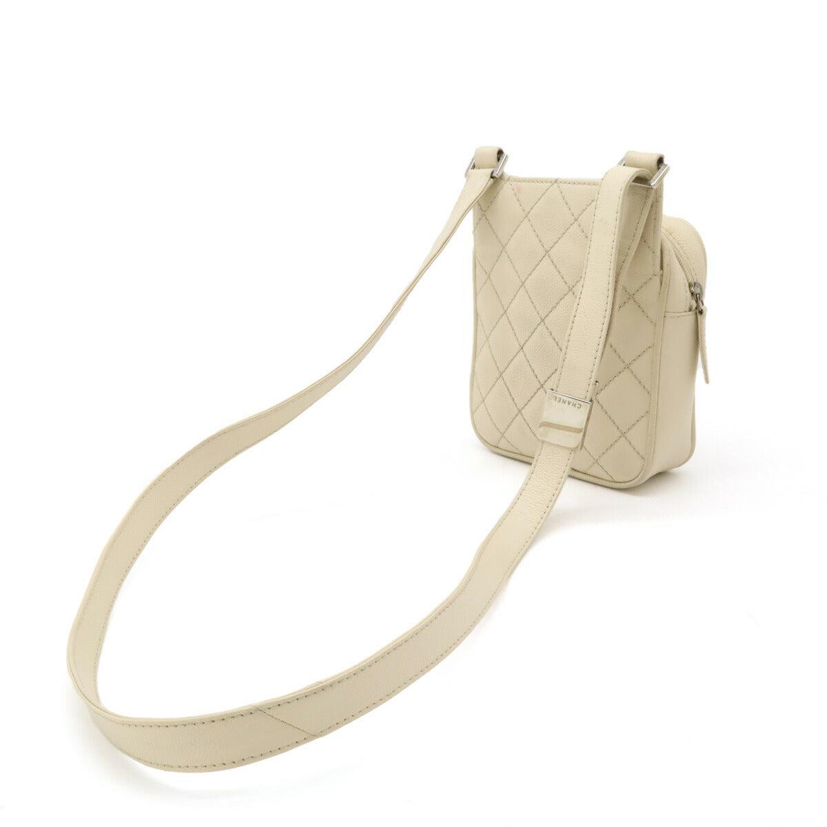 Chanel Caviar Skin Matelassé Coco Shoulder Bag Mini Bag Light Beige Silver Hardware