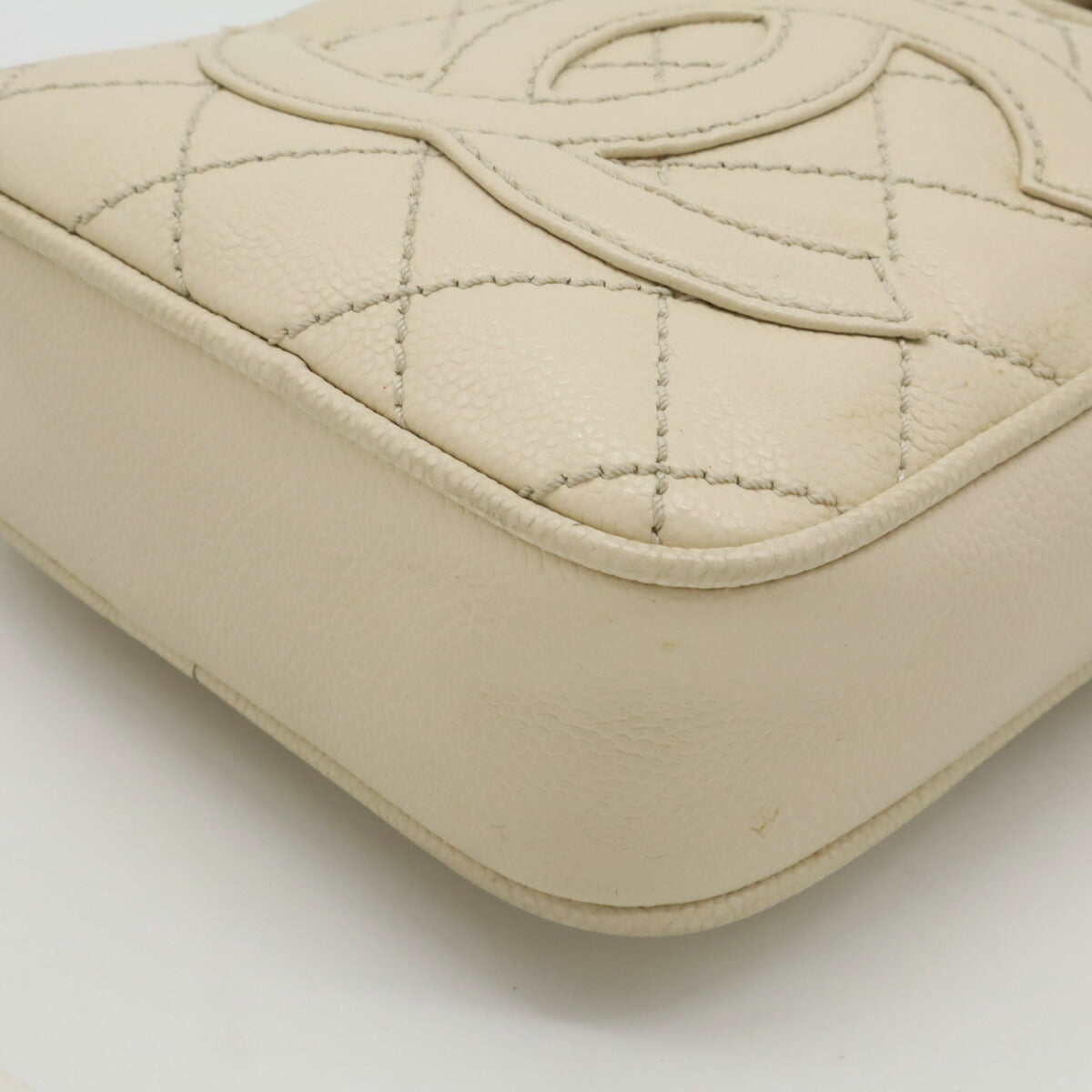 Chanel Caviar Skin Matelassé Coco Shoulder Bag Mini Bag Light Beige Silver Hardware