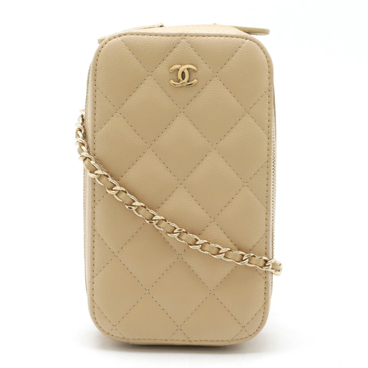 Chanel Caviar Skin Matelasse Coco Mark Phone Shoulder Bag Classic Flap
