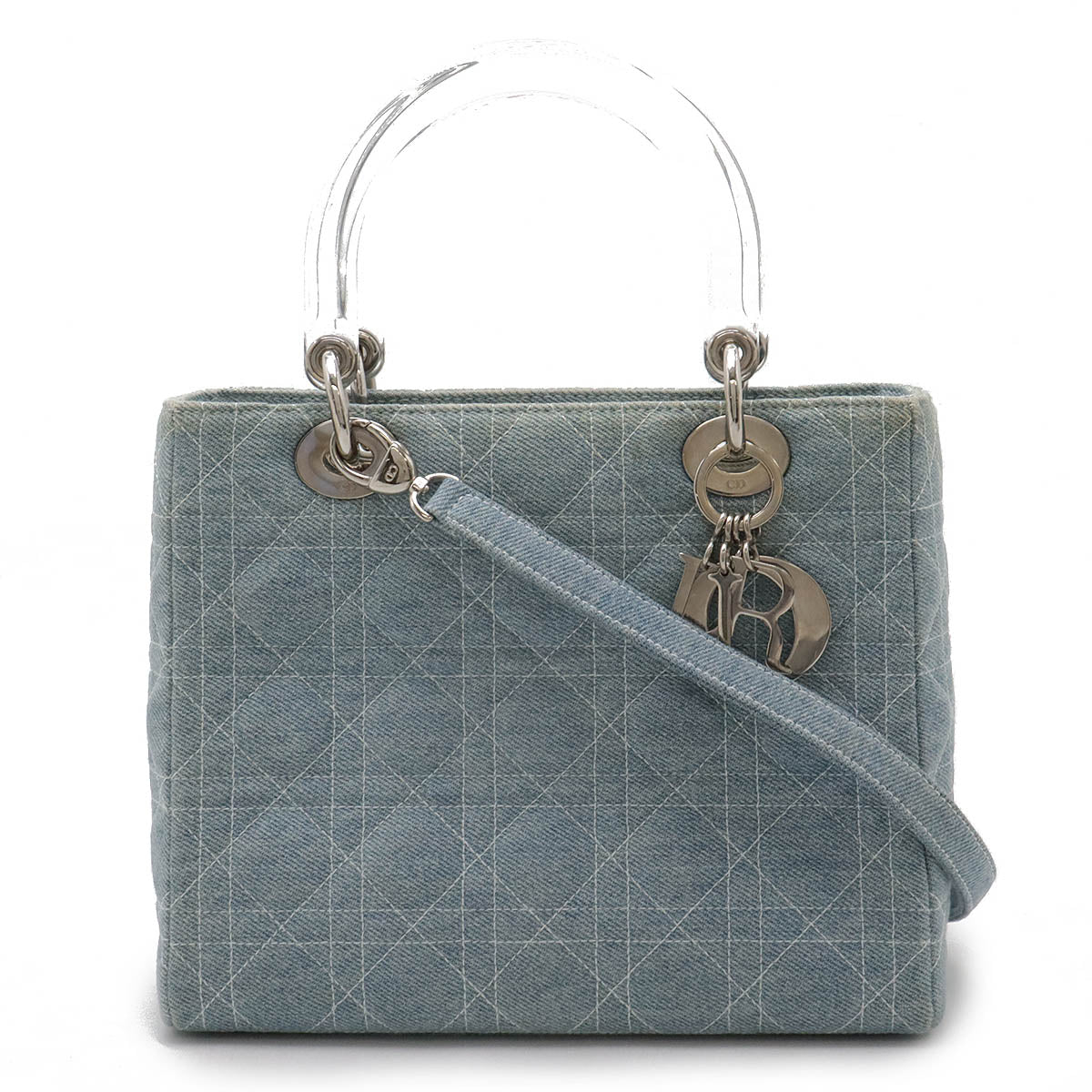 Christian Dior Denim Lady Dior 2way Bag Light Blue