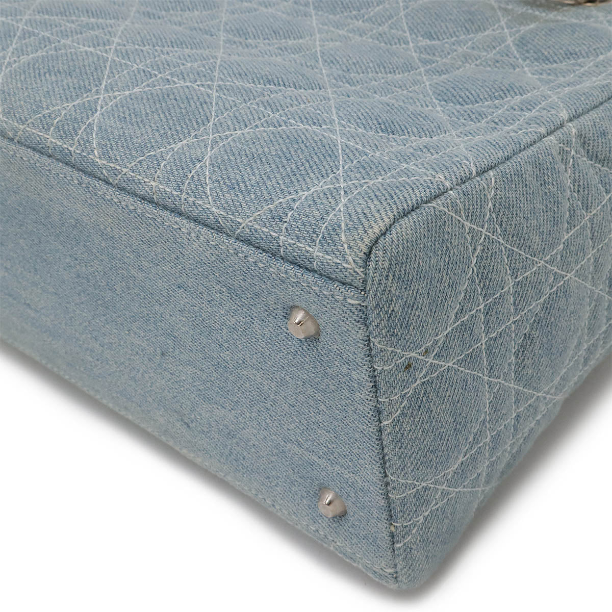 Christian Dior Denim Lady Dior 2way Bag Light Blue