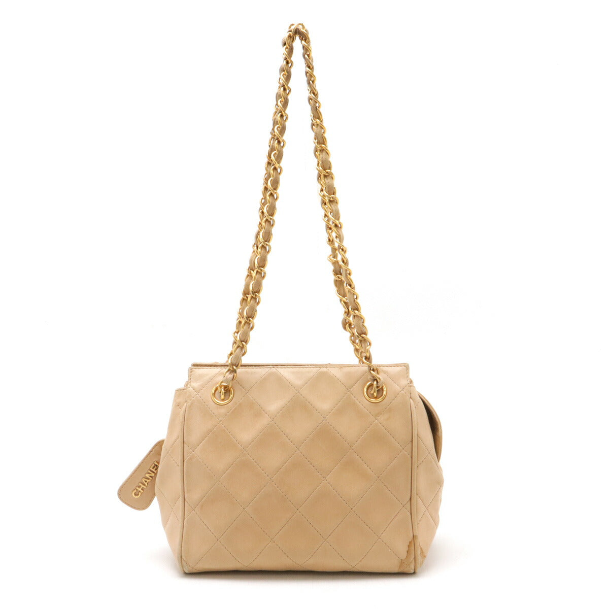 Chanel Leather Coco Mark Matelasse 2way Chain Bag Beige Gold Hardware Classic Flap